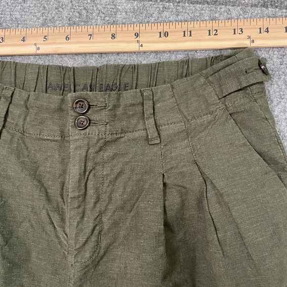 American Eagle Pleated Pants Womens 00 Reg Green Wide Leg Baggy Trousers Street - Picture 6 of 13